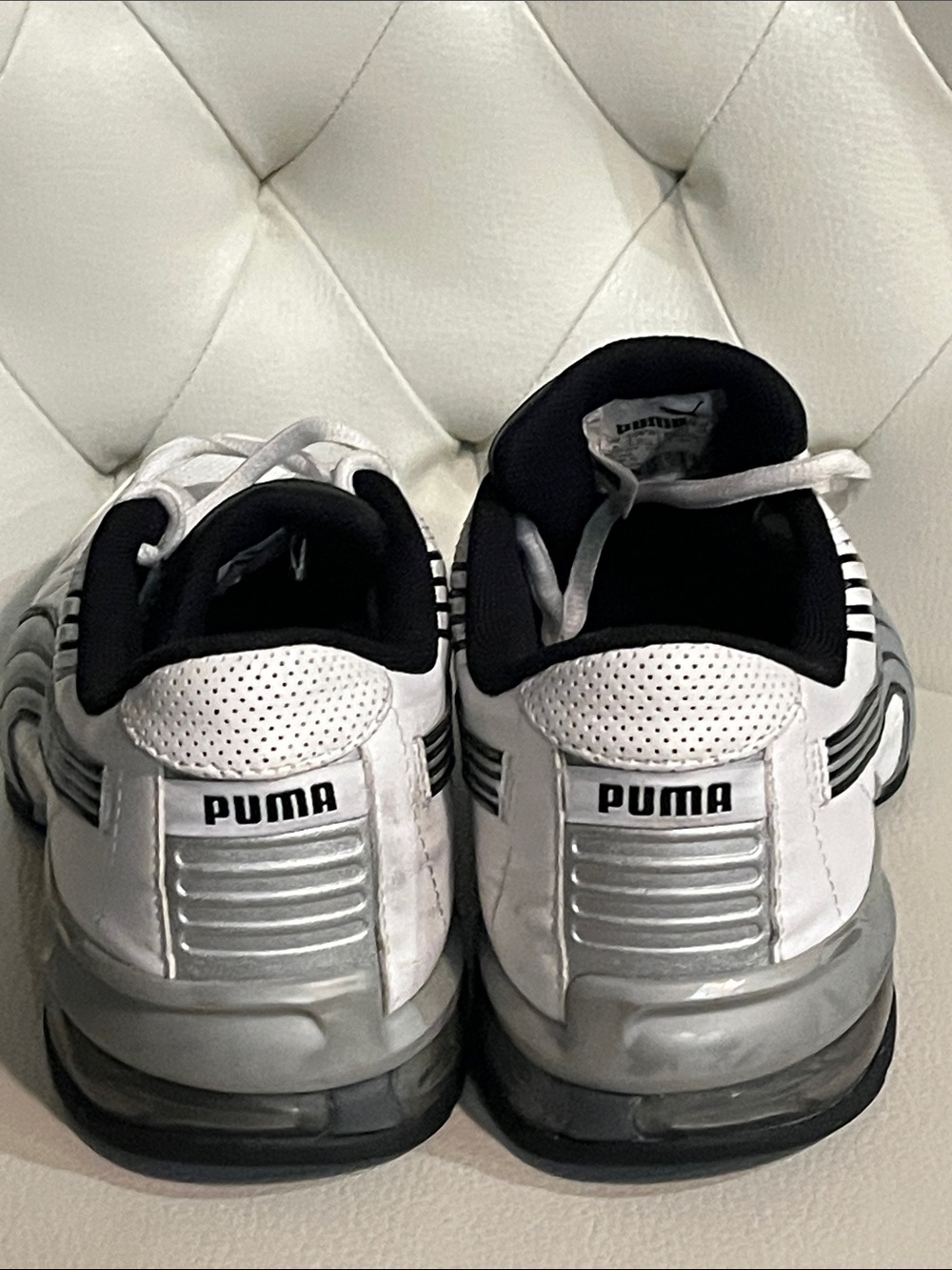 Puma White and Black women  Athletic Sneakers with Silver Heel Accent - Picture 5 of 8